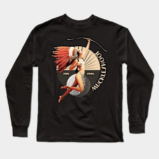 Muckleshoot 1920's Art Deco Indian Moon Pin Up Girl Retro Stand Strong Long Sleeve T-Shirt